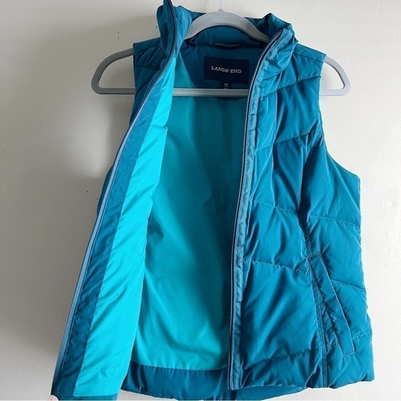Land’s End Down Puffer Vest in Teal blue/green, Zipper Front, Size XS - Picture 8 of 12